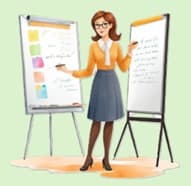 Teacher presenting resources